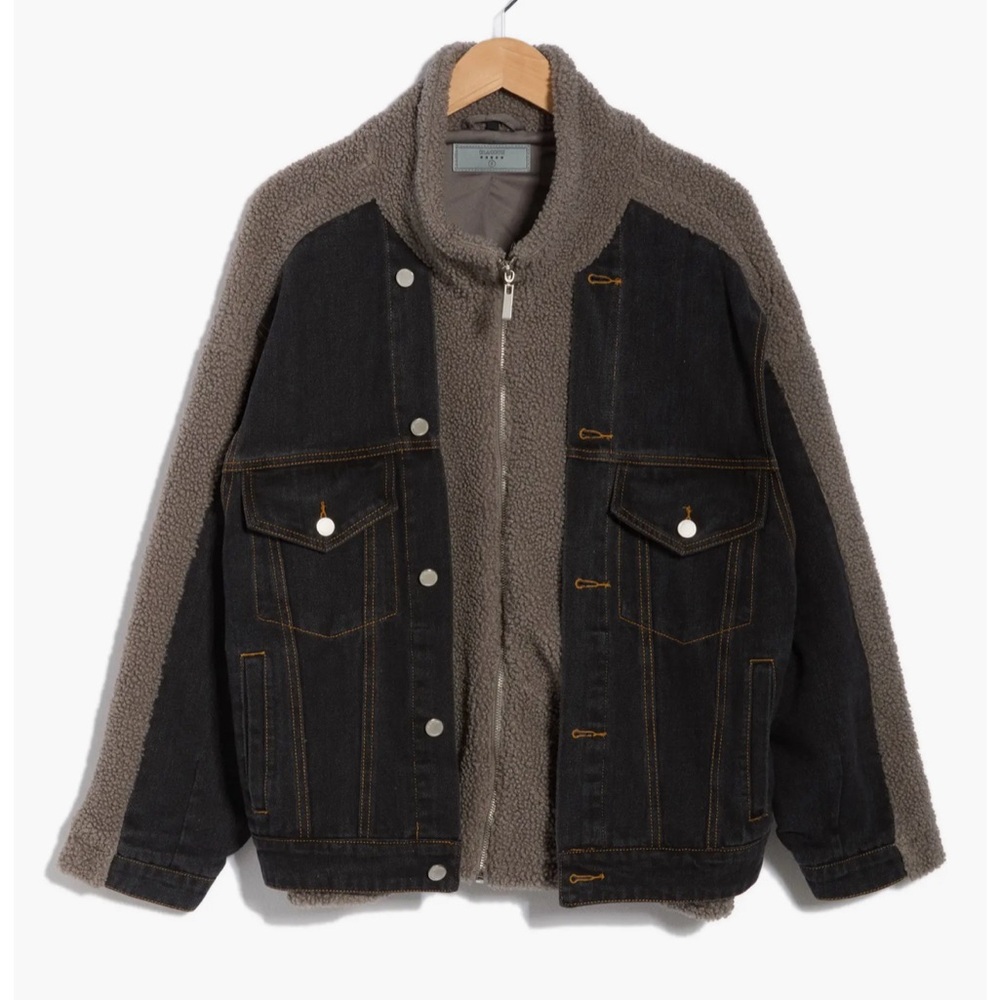 Blank NYC High Pile Fleece Trim Denim Jacket in size XS